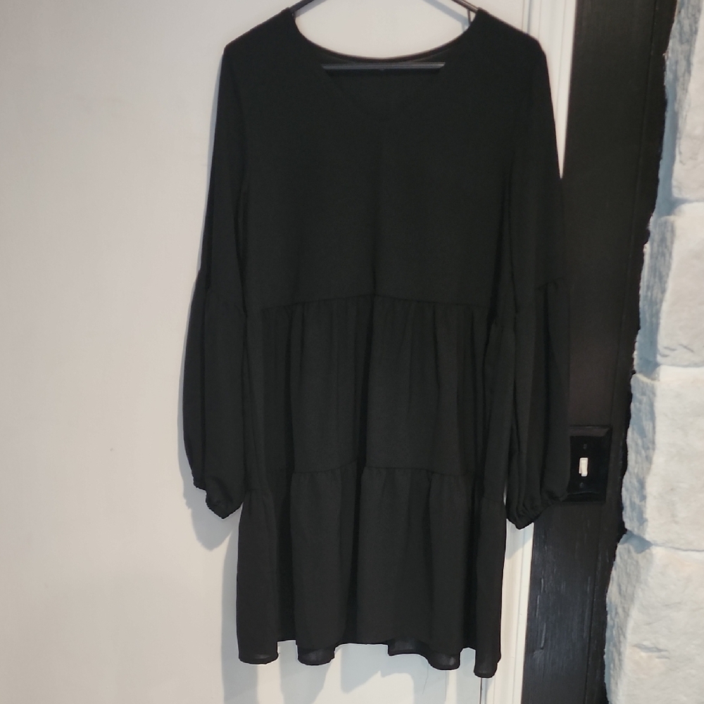Tiered Black Women's Dress, Medium
